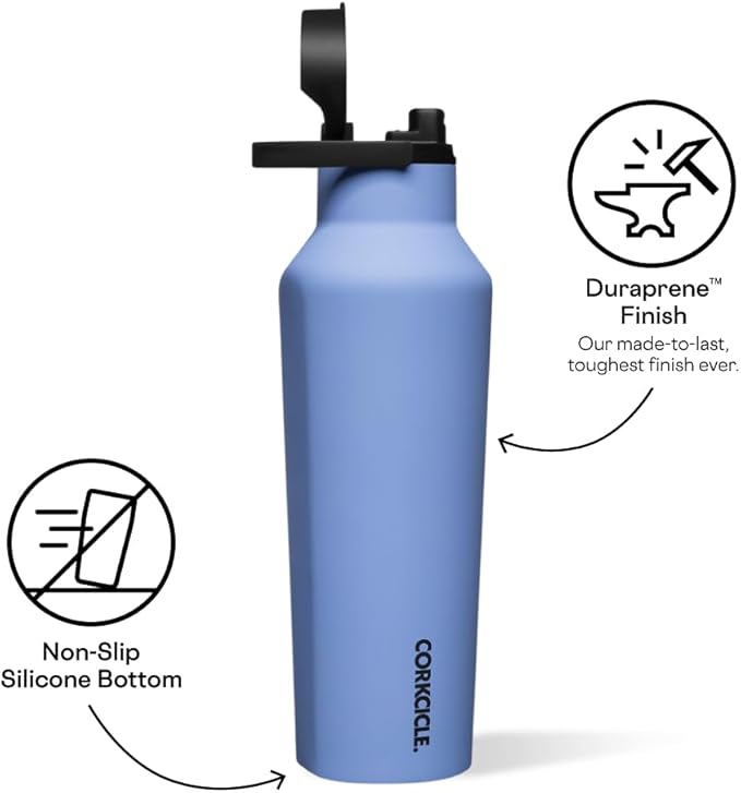 Corkcicle Sport Canteen Insulated Tumbler, Periwinkle, 20 oz – Reusable Water Bottle Keeps Beverages Cold for 25 Hours & Hot 12 Hours – Cupholder Friendly Tumbler with Screw-On Cap