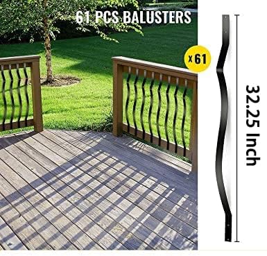 Akenow 26 Pack - 32.25 x 1 Deck Spindles,Metal Deck Balusters with Screws, Iron Balusters for Deck Railing, Heavy Duty Staircase Balusters, Porch Railing