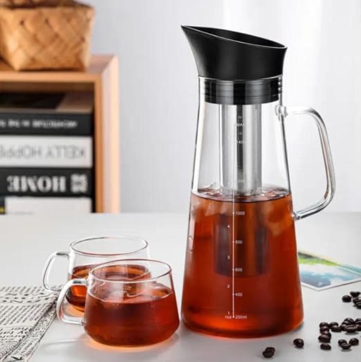 Alkaline Water Filter Pitcher with Infuser, Glass Pitcher with Lid 1.5L | 9.5 pH Alkaline Filters | Tea Pitcher | Borosilicate Glass | Infuser Pitcher (3 Pack (100g Filters))