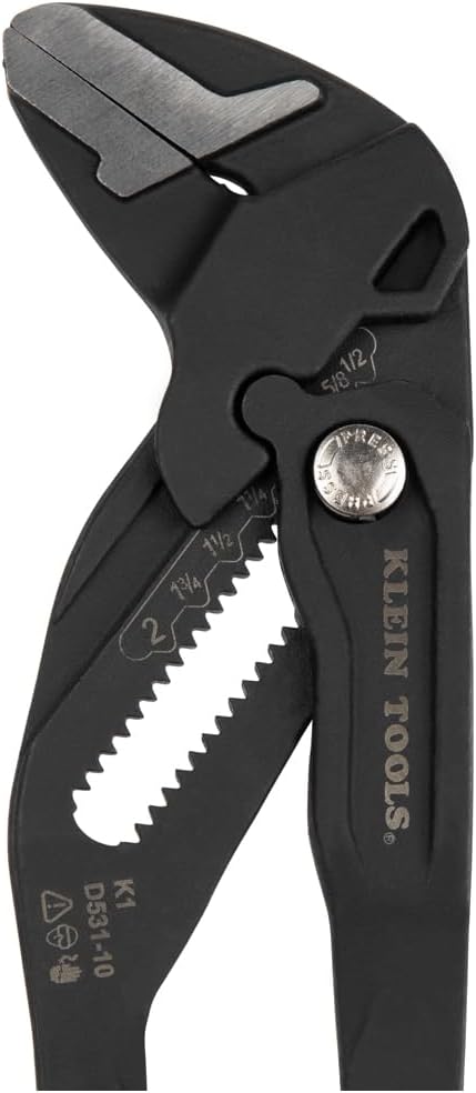 Klein Tools D53110 Compact Plier Wrench, High Leverage Multi-Use Adjustable Plier Wrench with Smooth Jaws, 10-Inch