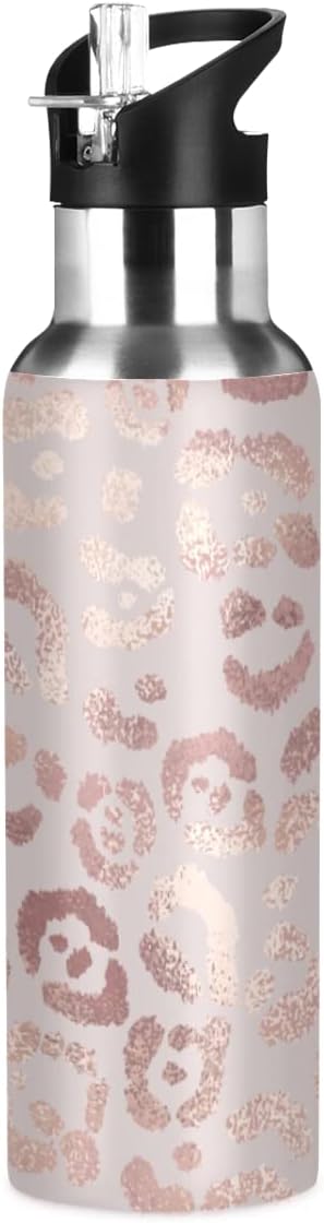 MNSRUU Insulated Water Bottle with Straw, Rainbow and Unicorns Stainless Steel Flasks for Sports Cycling Hiking School