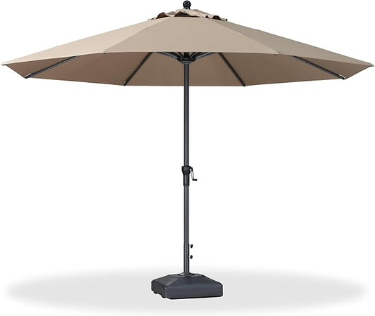 PURPLE LEAF 11' Round Patio Umbrella Outdoor Table Umbrella Aluminum Frame Market Umbrella Sun Umbrella with 8 Sturdy Ribs for Garden Deck Lawn Pool Taupe
