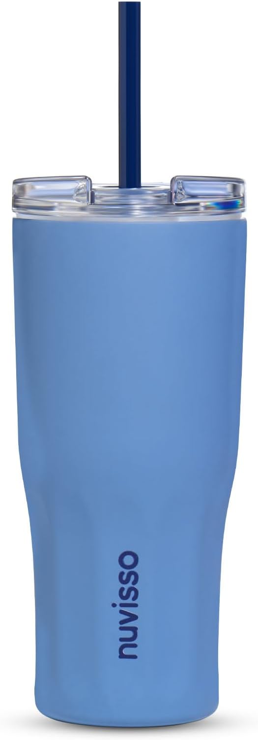 The Daily: Acuto - Water Bottle - 20oz - Multfunction Lid (Straw and flip), Leak Proof - Stainless Steel Bottle for Men, Women, Double Wall, Insulated (Frost Blue)