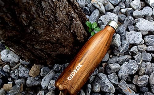 BJPKPK Stainless Steel Water Bottles -25oz/750ml -Insulated Water bottles,Sports water bottles Keep cold for 24 Hours and hot for 12 Hours,wood-Ice Blue
