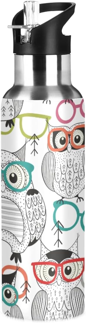 MNSRUU Insulated Water Bottle with Straw, Rainbow and Unicorns Stainless Steel Flasks for Sports Cycling Hiking School