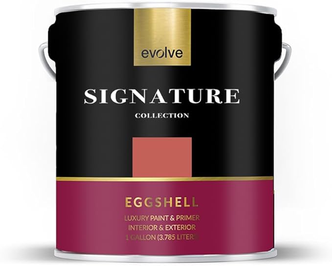 EVOLVE Signature Paint & Primer: Luxury Paint & Primer for Indoor & Outdoor Surfaces, Minimal Odor, Eggshell Sheen (Claycourt Red, 1 Gallon)