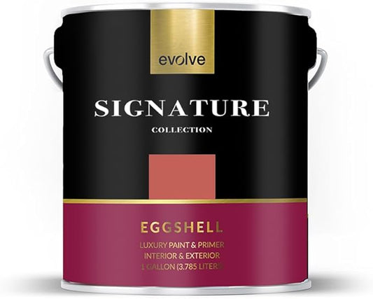 EVOLVE Signature Paint & Primer: Luxury Paint & Primer for Indoor & Outdoor Surfaces, Minimal Odor, Eggshell Sheen (Claycourt Red, 1 Gallon)