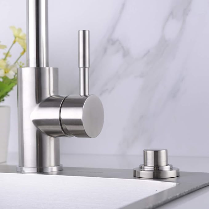 SinkTop Air Switch Kit (Long Full Brass Button) for Disposal, Dual Outlet, (Brushed Nickel)