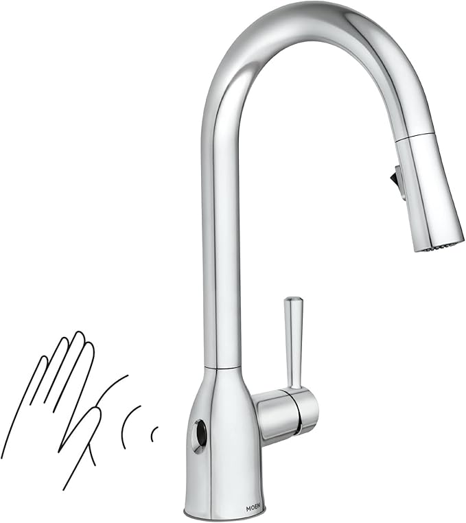 Moen Adler Chrome Motionsense Wave Sensor Touchless One Handle Pulldown Kitchen Faucet Featuring Power Clean, 87233EWC
