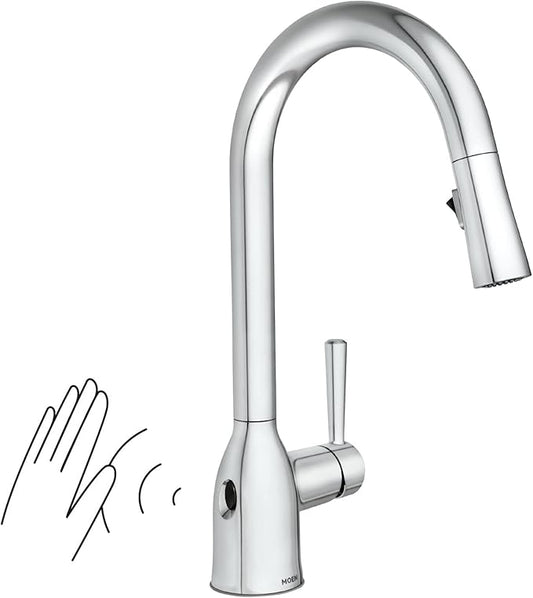 Moen Adler Chrome Motionsense Wave Sensor Touchless One Handle Pulldown Kitchen Faucet Featuring Power Clean, 87233EWC
