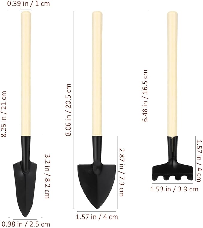 Garneck 8 Sets Mini Gardening Tools with Metal Rake Trowel and Shovel - Succulent Potting Planting Kit for Indoor - Small Gardening Tools for Cultivating Weeding Transplanting