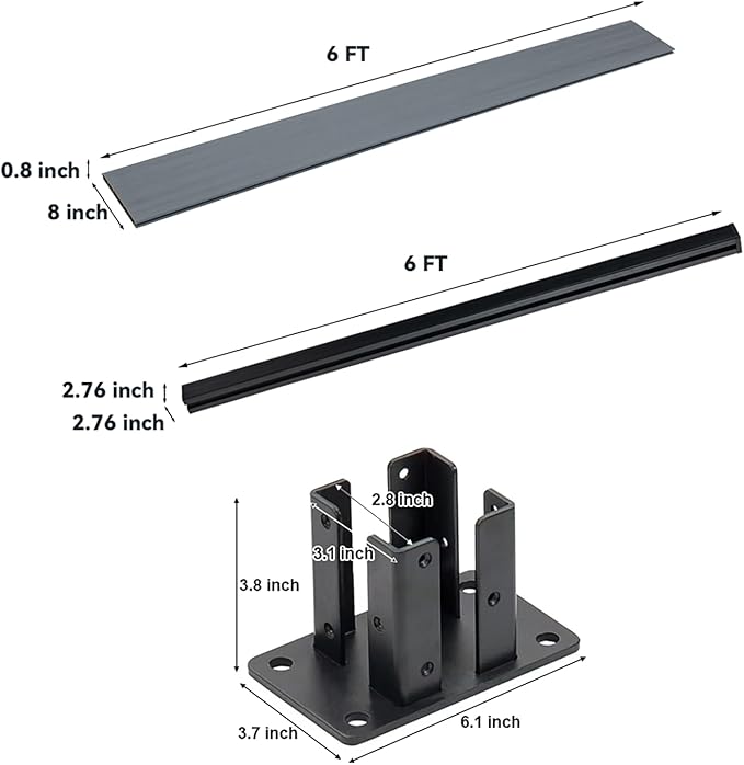 6 Ft×24 Ft Wood Plastic Composite Fence Panels, Privacy Fence Screen, Decorative Garden, Patio, Backyard Fence with 5 Posts, Grey