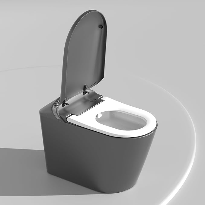 WinZo Luxury Smart Toilet with Elongated Heated Bidet Seat, Auto Flush, LED Display, Multiple Wash Modes with Starry Night Light Comfort ADA Height,(Matte Grey)
