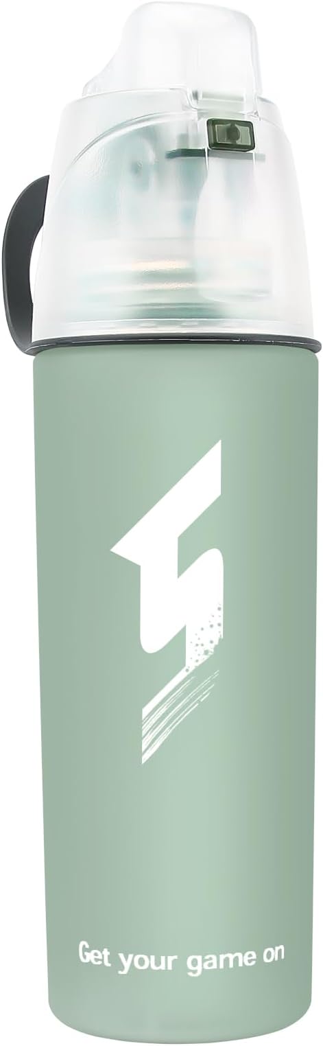Misting Water Bottle, Spray Mist Sports Bottle for Outdoor Sport Hydration and Cooling Down, BPA-Free Misting Water Bottle with Unique Mist Lock Design (Green-18oz)