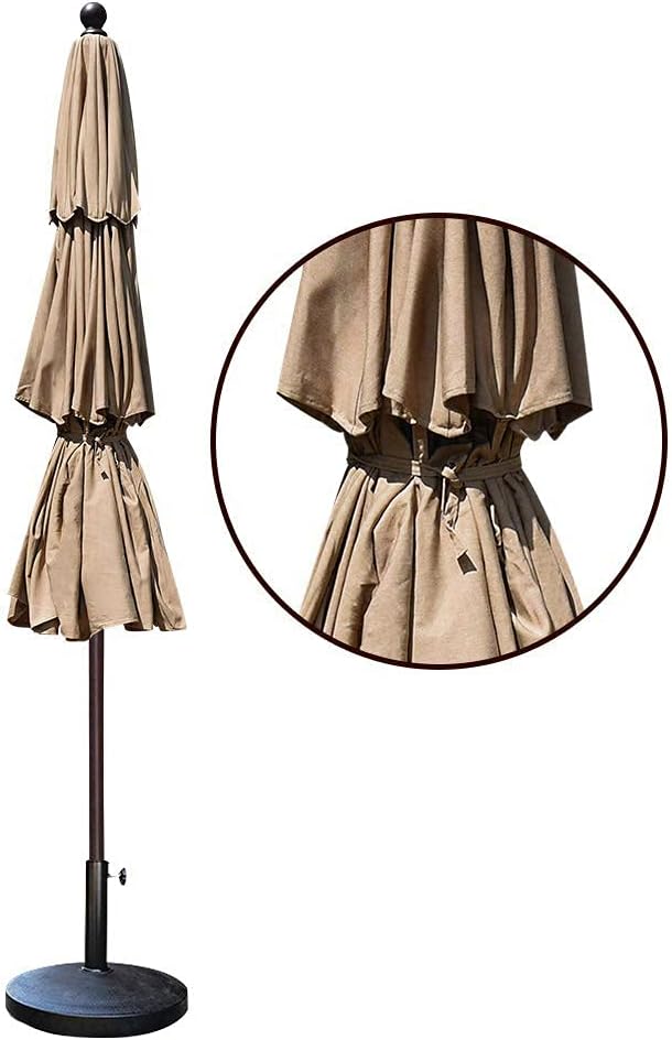 EliteShade USA 10-Year-Non-Fading 11FT 3 Tiers Market Umbrella Patio Umbrella Outdoor Table Umbrella with Ventilation, Heather Beige