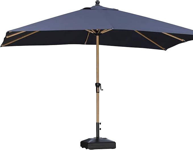 PURPLE LEAF 9' x 11.5' Patio Umbrella Outdoor Table Umbrella Rectangular Aluminum Market Umbrella with 8 Sturdy Ribs & Crank Outdoor Umbrellas for Garden Deck Patio, Navy Blue