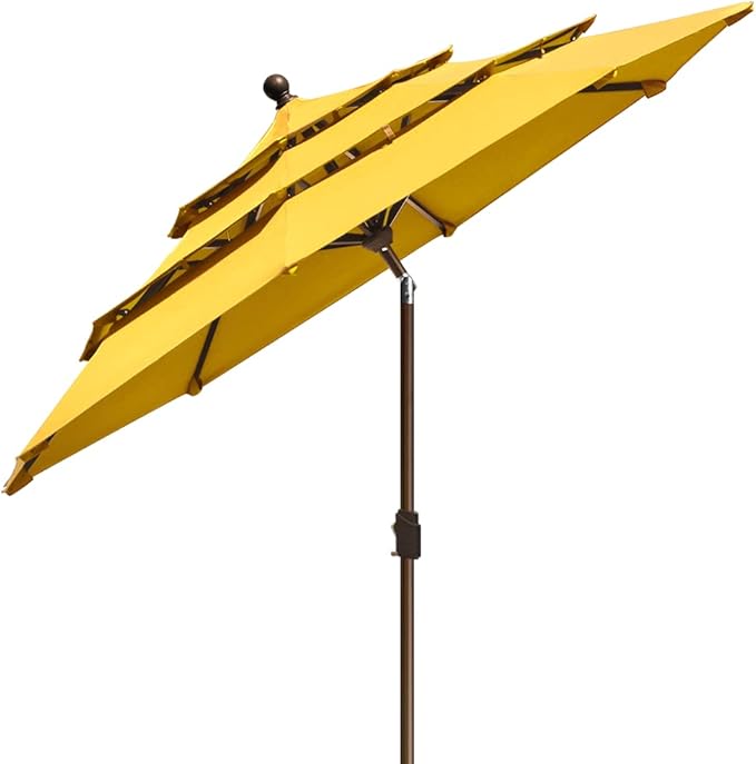 EliteShade USA 10-Year-Non-Fading 9Ft 3 Tiers Market Umbrella Patio Umbrella Outdoor Table Umbrella with Ventilation, Sunflower Yellow