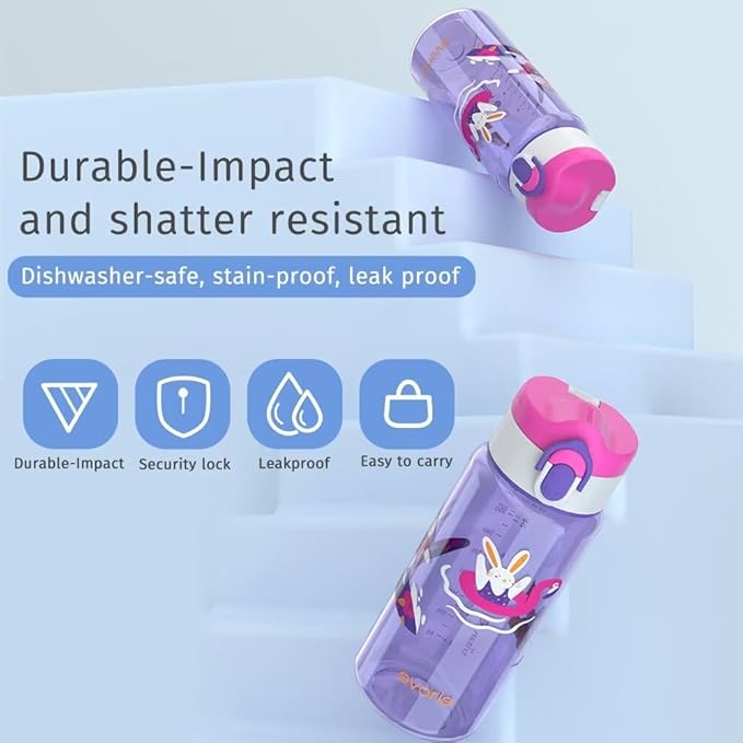 Evorie Tritan Kids Water Bottle for School No Straw 13oz BPA Free Plastic Sports Bottle Reusable Lightweight Leak Proof Travel Drinks Bottle Spout Drinking Cup Running Flip Top