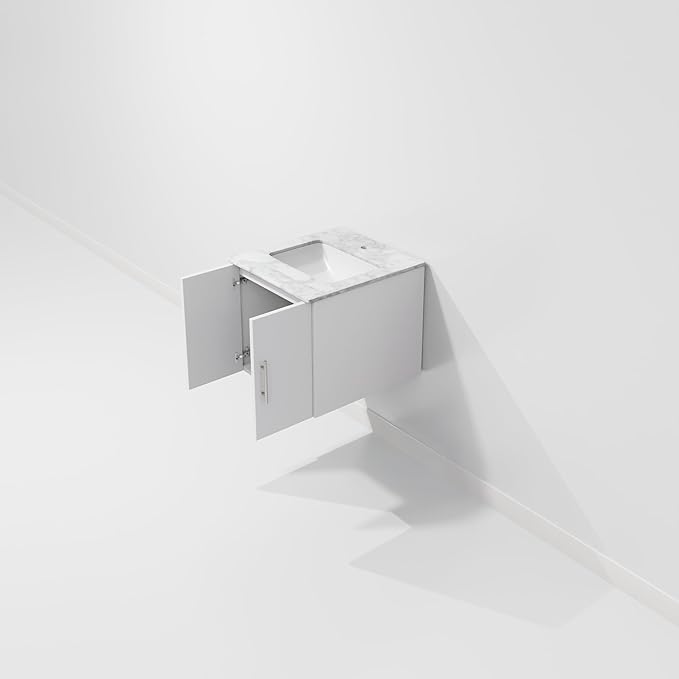 Sonoma 24" W x 22" D Glossy White Bath Vanity & Carrara Marble Top