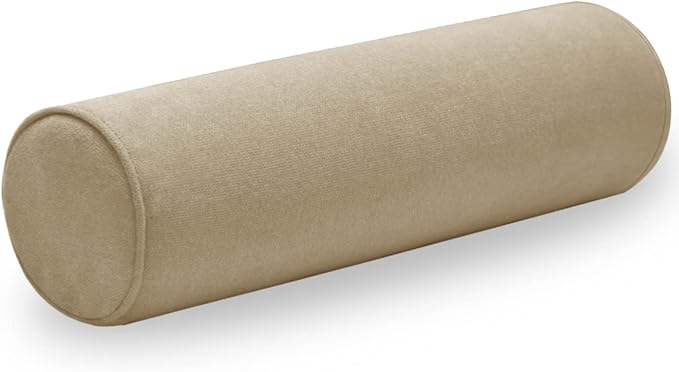 Cylinder Round Memory Foam Support Pillows 24X6 Cervical Neck Roll Pillow with Pillowcase Soft, Comfortable and Breathable for Sleeping, Chair, Car, Sofa，Travel Light Coffee