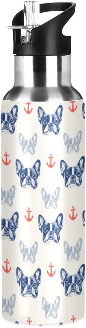 MNSRUU Insulated Water Bottle with Straw, Rainbow and Unicorns Stainless Steel Flasks for Sports Cycling Hiking School