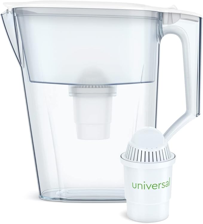 Aqua Optima Liscia Jug Water Filter Pitcher with 3 Universal Filters (White)