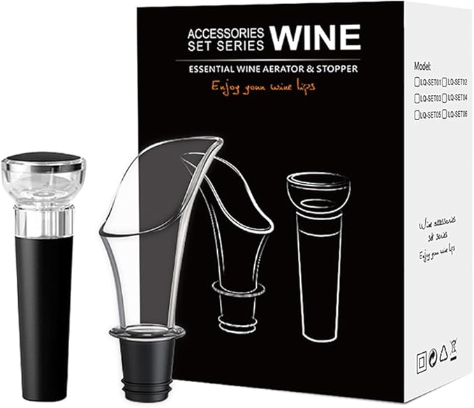 Wine Stopper set, Wine Bottle Stopper with Built-in Vacuum Wine Saver Pump Food-safe Silicone Caps (1), 3.5*1.2 Inches, Black