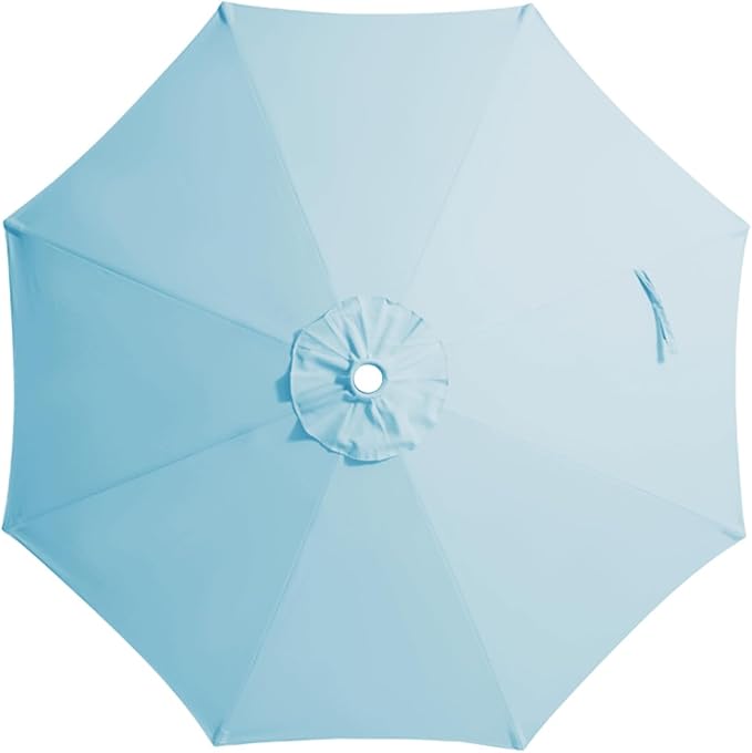 JEAREY 9 ft Patio Umbrella Replacement Canopy for 8 Ribs, Table Market Yard Umbrella Replacement Top Cover-Light Blue (Canopy Only)