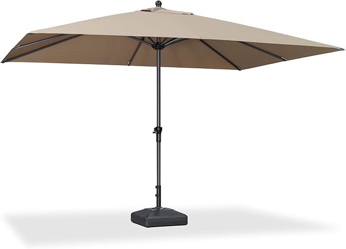PURPLE LEAF 11.5' x 9' Patio Market Umbrella Outdoor Table Sun Umbrellas with Crank 8 Aluminum Sturdy Ribs for Pool Deck Backyard Beach Taupe