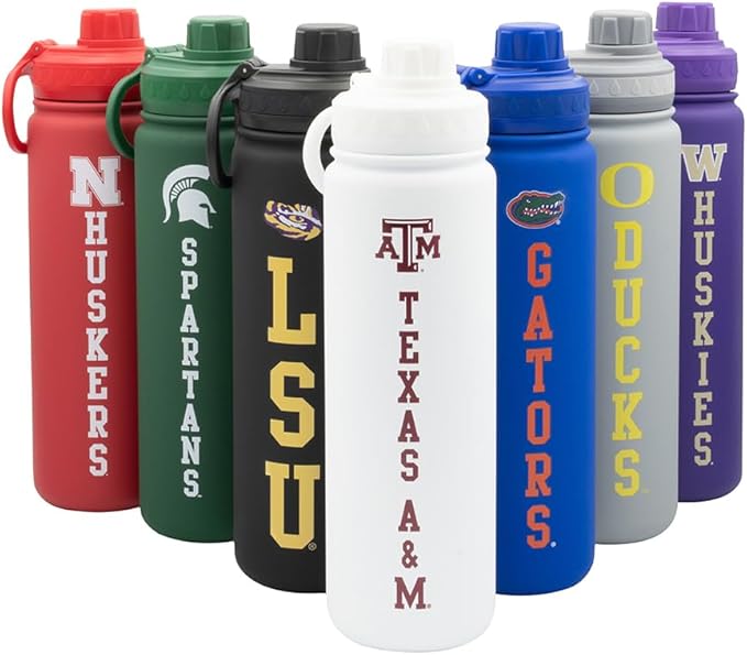 Texas A&M Water Bottle - White Double Walled Stainless Steel 24 oz Keeps Drinks Cold or Hot