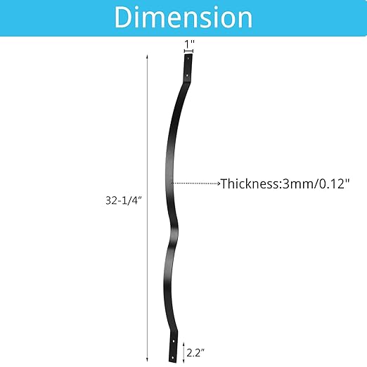 Metal Balusters - Pack of 25 Spindles for Deck Railing With Screws, 32-1/4"x1 Weather-Proof Powder Coated Railings for Wood & Composite Decks, Wavy