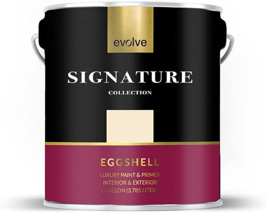 EVOLVE Signature Paint & Primer: Luxury Paint & Primer for Indoor & Outdoor Surfaces, Minimal Odor, Eggshell Sheen (Cream Beige, 1 Gallon)