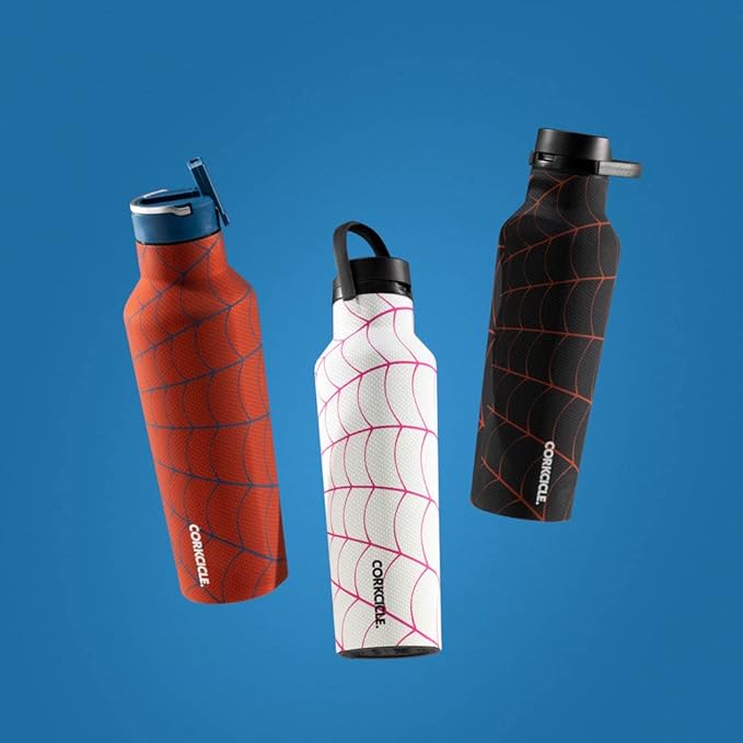 Corkcicle Marvel Spiderman Miles Morales, 20 oz Insulated Water Bottle, Metal Stainless Steel, BPA Free Reusable Cup, Leak-Proof Quick Sip Sport Lid for easy drinking, Sports Bottle