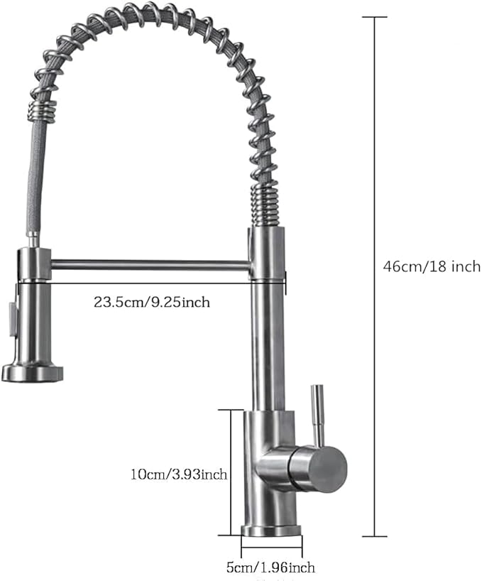 Kitchen Faucet with Pull Down Sprayer, Spring Single Handle Kitchen Sink Faucets Modern Brushed Nickel Pull-Out Spring Stainless Steel Kitchen Faucets for Camper Farmhouse RV Bar Kitchen Sinks