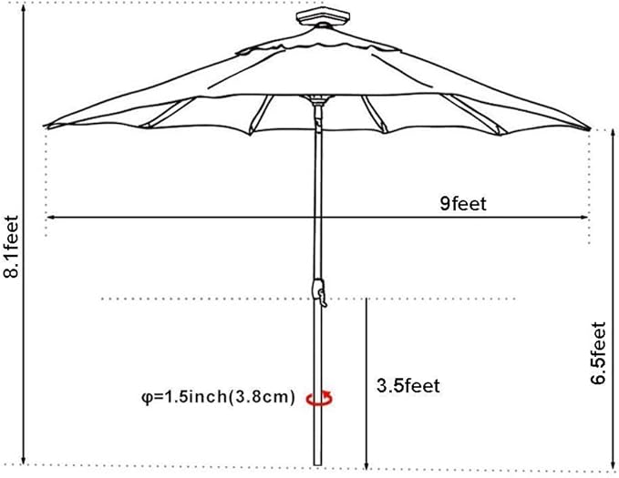 EliteShade USA 10-Year-Non-Fading Solar 9ft Market Umbrella with 80 LED Lights Patio Umbrellas Outdoor Table Umbrella with Ventilation, Antique Beige