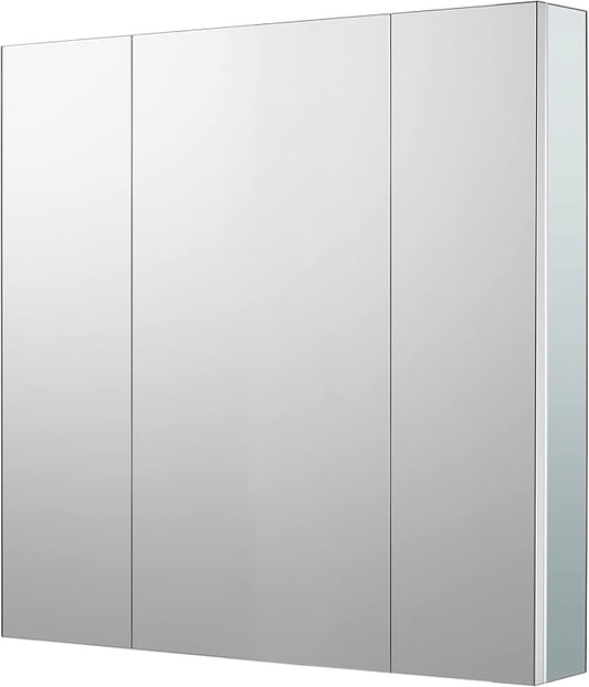 Sunrosa Aluminum Bathroom Medicine Cabinet with Mirror, 36"27.5", Wall-mountable and Recessed-in, 3-door Cabinet Organizer