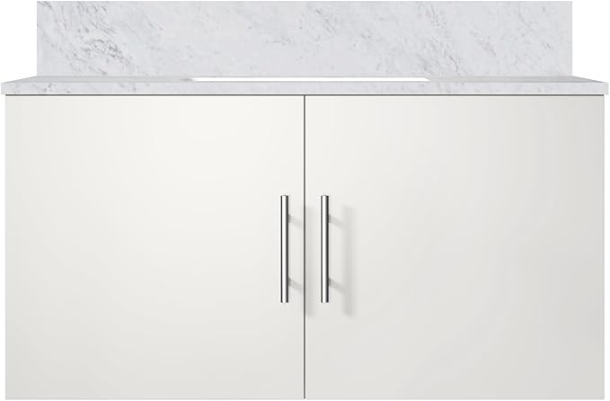 Sonoma 36" W x 22" D Glossy White Bath Vanity & Carrara Marble Top