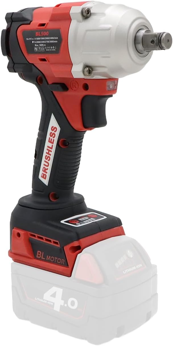 FSYAO 1/2 500Nm Cordless Impact Wrench, Brushless Wrench. (Body only, no battery included)