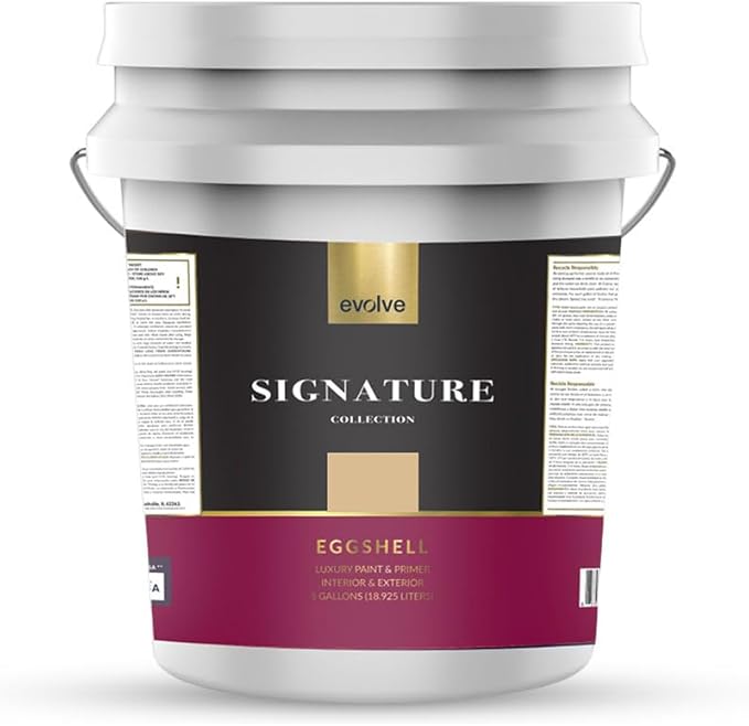 EVOLVE Signature Paint & Primer: Luxury Paint & Primer for Indoor & Outdoor Surfaces, Minimal Odor, Eggshell Sheen (Camel Brown, 5 Gallon)