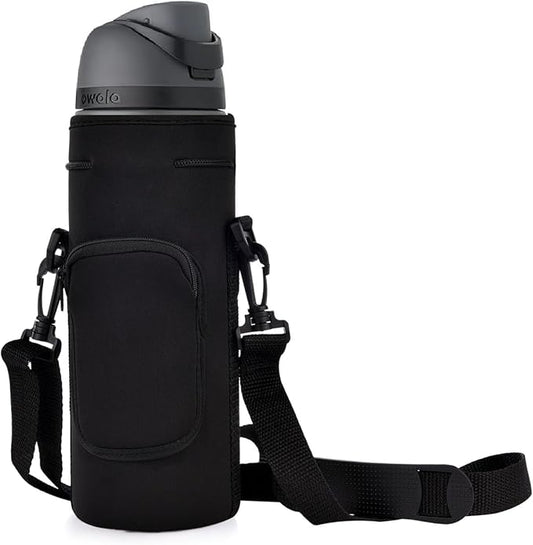 AF-WAN Neoprene Carrier Water Bottle Insulation Sleeve,Waterproof, Anti-Slip, Anti-Scratch Pouch with Shoulder Strap, fit for Owala Insulated Stainless Steel Water Bottle (Black, For 40 oz)