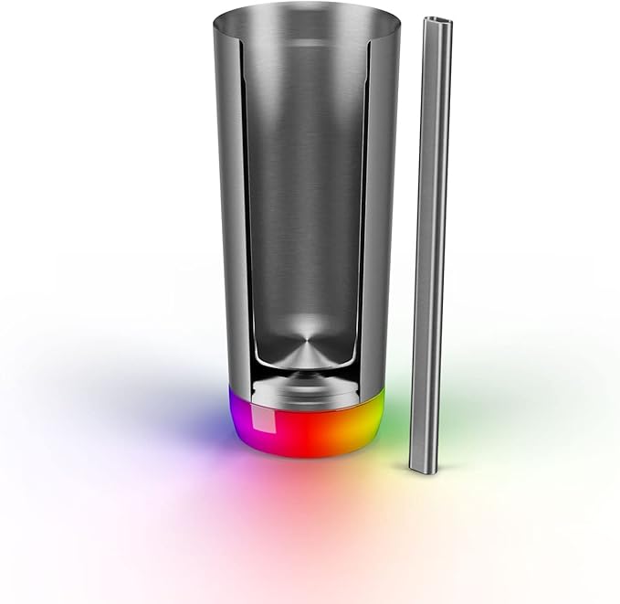 HidrateSpark PRO Smart Tumbler Bundle – Insulated Stainless Steel – Tracks Water Intake with Bluetooth, LED Glow Reminder When You Need to Drink – 20oz, Brushed Stainless Steel + 3 Straws