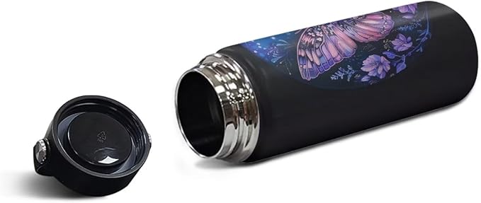 Butterfly Water Bottles Stainless Steel Wide Mouth Vacuum Insulated Thermos Leakproof Canteen Keep Cold,18 Oz
