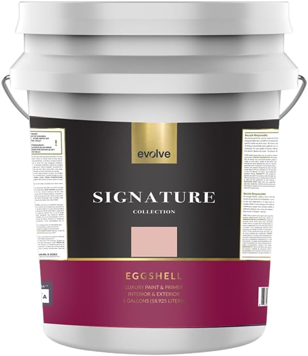 EVOLVE Signature Paint & Primer: Luxury Paint & Primer for Indoor & Outdoor Surfaces, Minimal Odor, Eggshell Sheen (Dusky Pink, 5 Gallon)