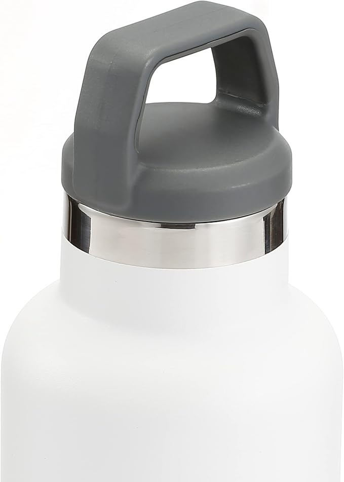 STOVER Insulated Water Bottle, 16oz Stainless Steel Double Wall Vacuum Wide Mouth Leakproof Twist Lid, Ideal for Sports, Travel & Daily Use (White)