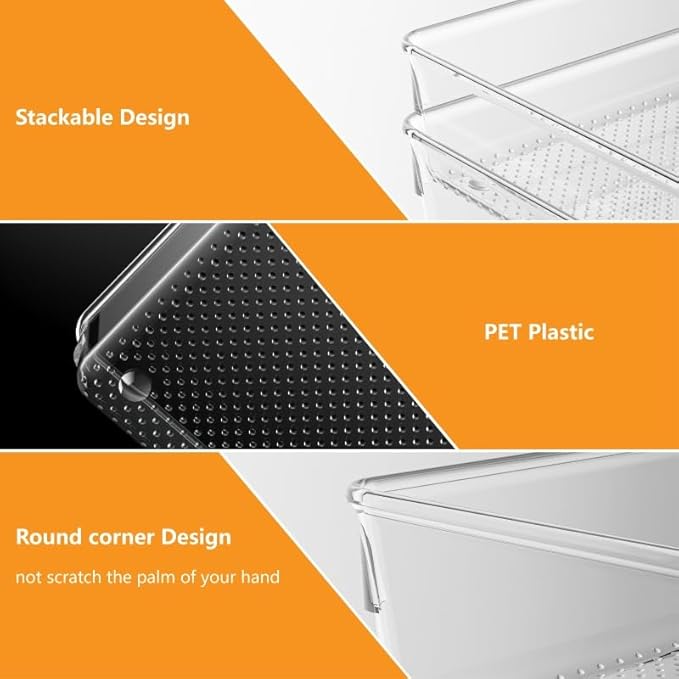 Clear Plastic Drawer Organizer Set for Kitchen, Bathroom, Office, Cosmetics & Tools - Multifunctional Storage Trays with Adjustable Dividers, Space-Saving Transparent Design (Clear, 9 Pcs)