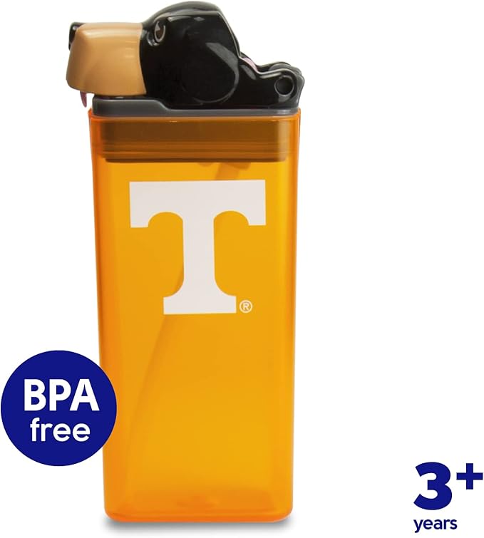 Reusable Water Bottle | Officially Licensed NCAA Sports Bottle | BPA Free | Dishwasher Safe | Smokey Mascot | 12 oz Drink in the Box - The University of Tennessee