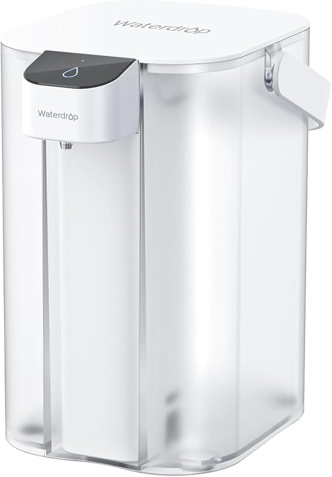 Waterdrop Chloramine Reduction Electric Water Filter Pitcher, Dispenser, 200-Gallon Long-Life Filtered Water Pitchers, NSF/ANSI 42, Reduce Chloramine, Lead, PFAS, 15-Cup, White, with 1 Filter