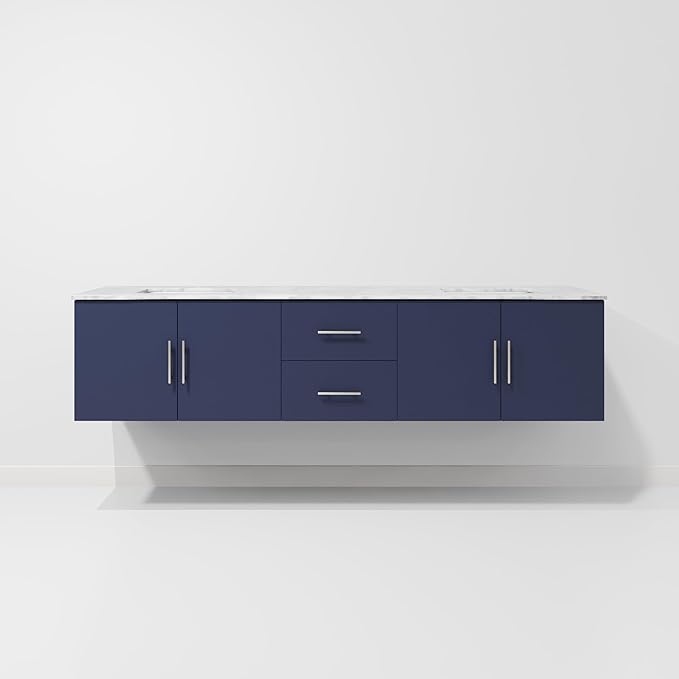 Sonoma 80 in. W x 22 in. D Navy Blue Double Bath Vanity and Carrara Marble Top