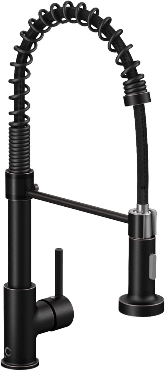 Oil Rubbed Bronze Single Handle Kitchen Faucet with Sprayer, Pull Down Faucet for Camper, RV, Farmhouse Sink