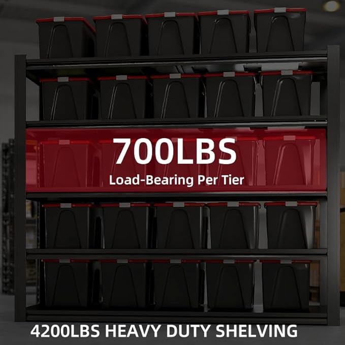 6T 62" W x 24" D x 84" H Garage Shelving Heavy Duty Metal Shelving 4200LBS Storage Shelves Adjustable Metal Shelves for Storage Industrial Garage Shelves for Warehouse Basement